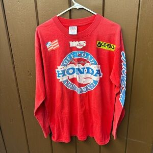 Vintage Honda Ms Racing 80s Long Sleeve T Shirt  Red Made USA Fits Like Medium